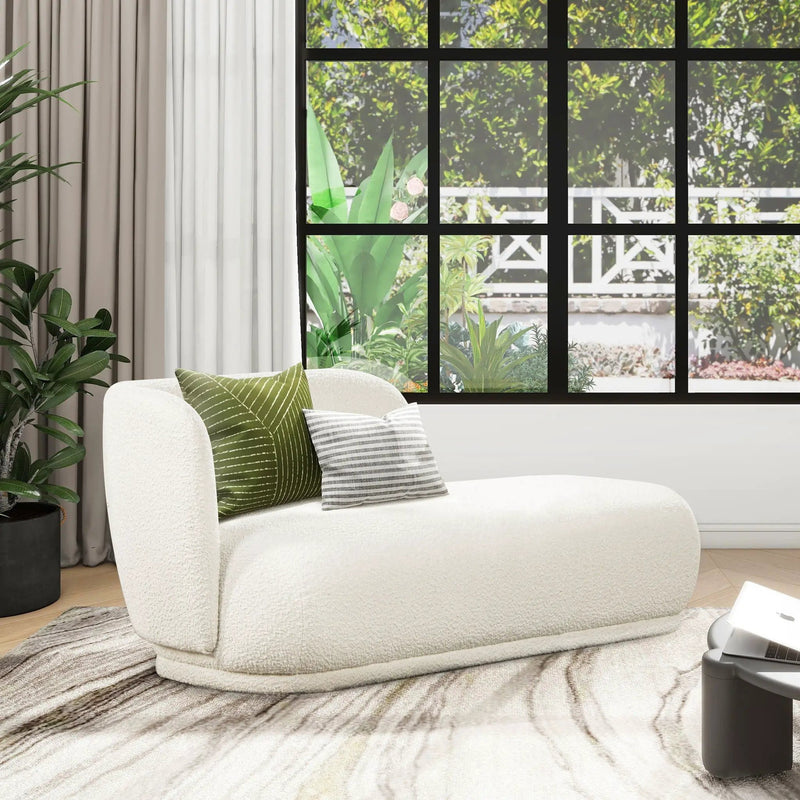 Aire - RAF Modern Rounded Chaise Lounge - Ivory White by Unique Piece Furniture