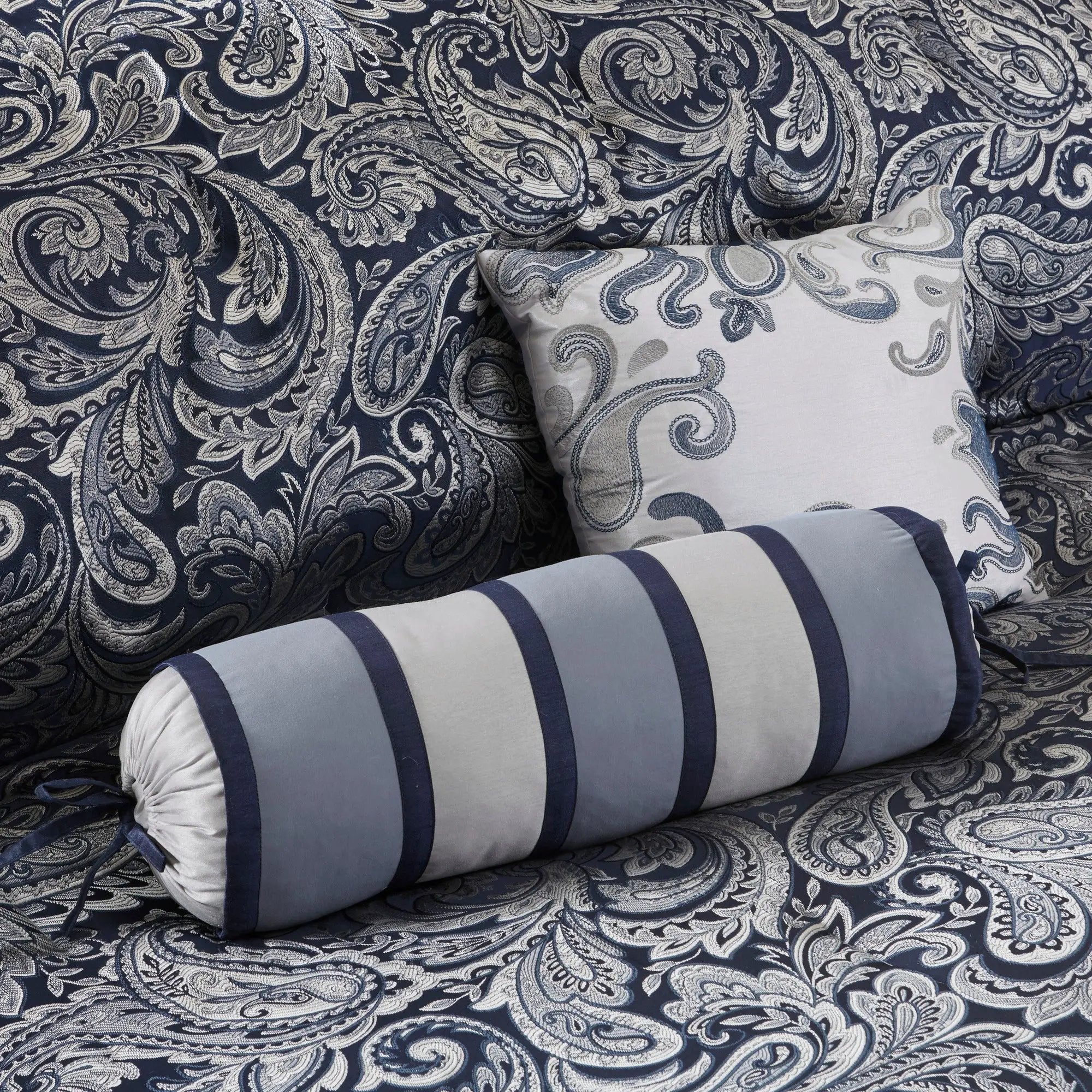 12 Piece Comforter Set with Cotton Bed Sheets Navy Cal King by HouseOfZazla