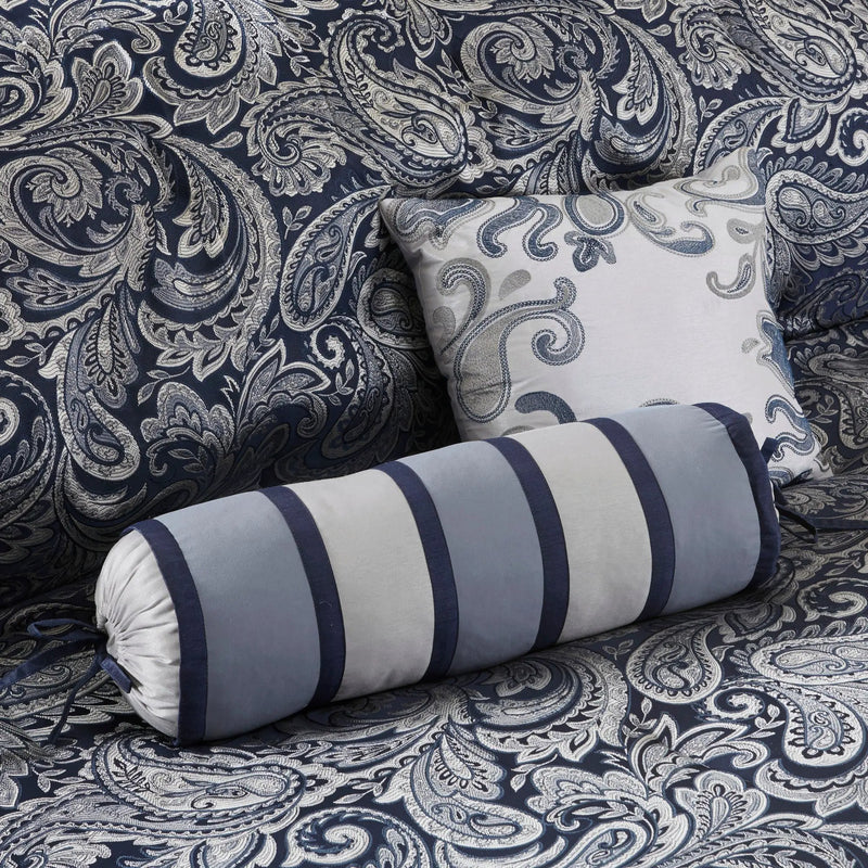 12 Piece Comforter Set with Cotton Bed Sheets Navy Cal King by HouseOfZazla