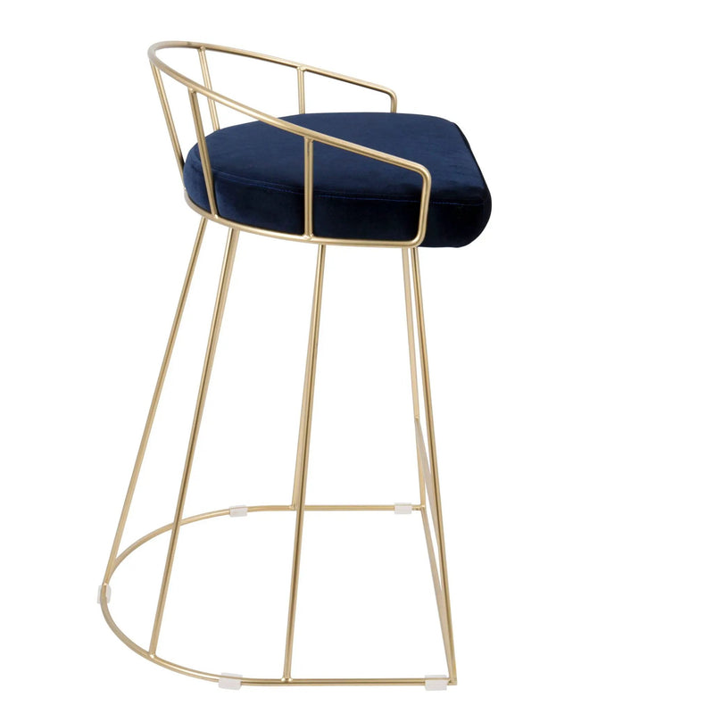 Canary - Contemporary / Glam Counter Stool (Set of 2) - Gold / Blue by Unique Piece Furniture