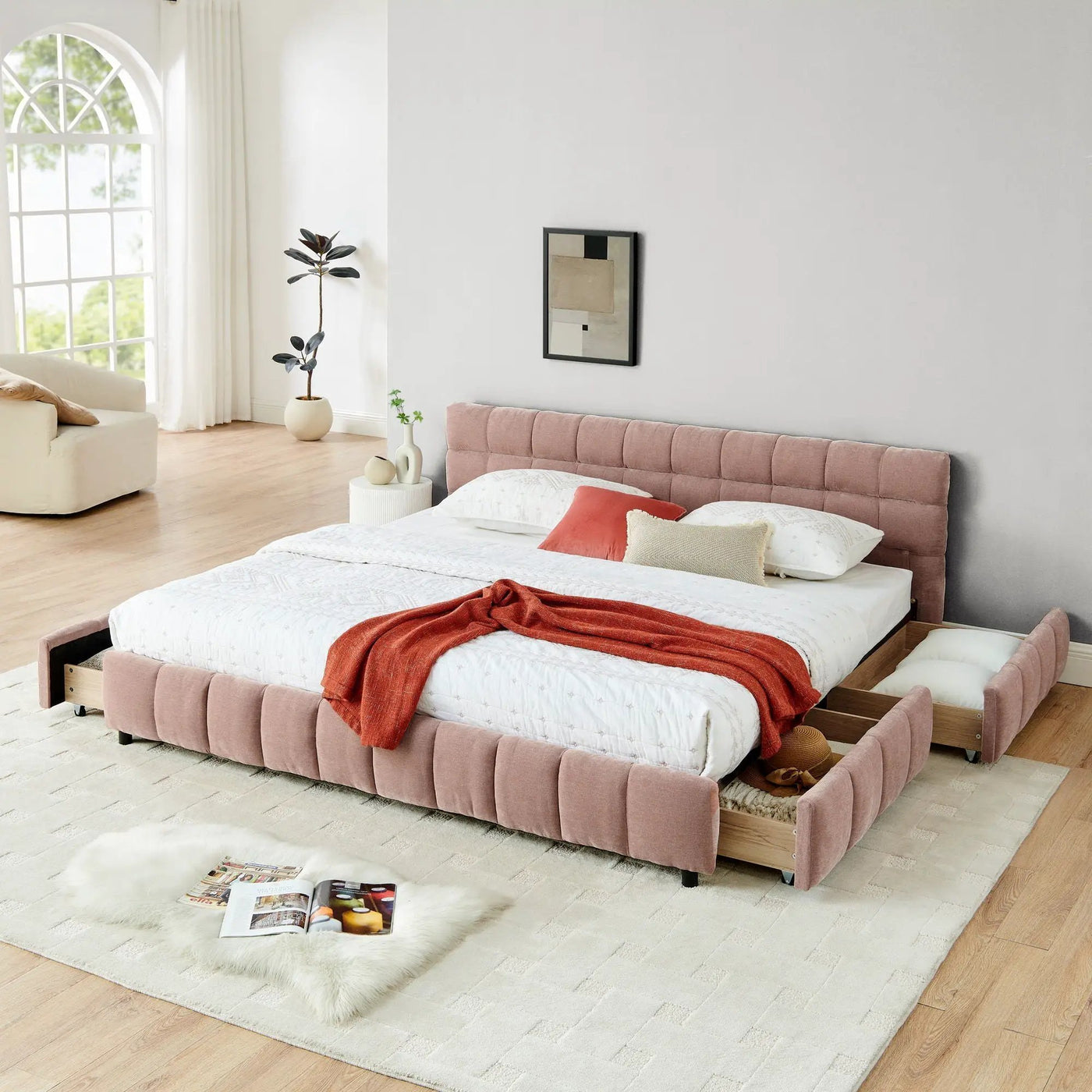 Modern Platform Bed Frame With Thick Fabric by HouseOfZazla
