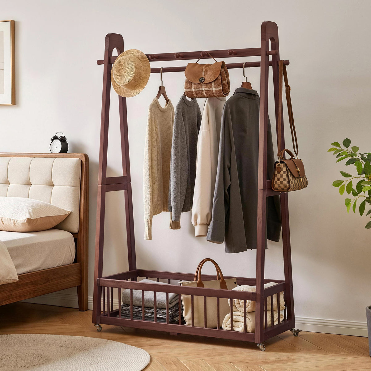 Solid Wood Freestanding Clothing Garment Rack, photo 8 of 10