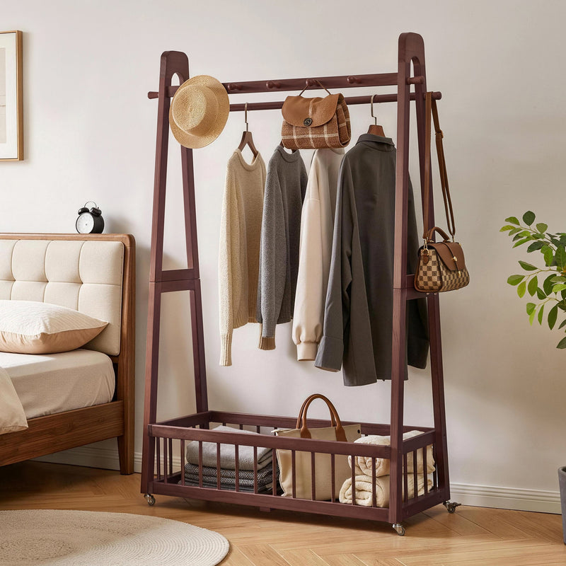 Solid Wood Freestanding Clothing Garment Rack, photo 8 of 10