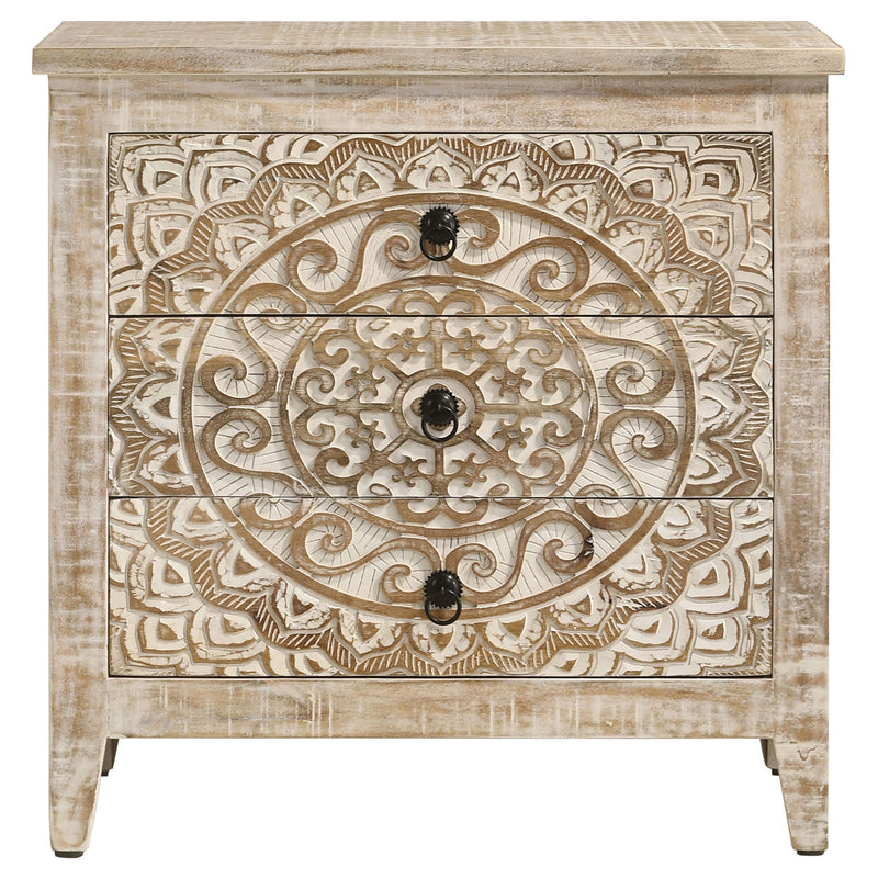 Kenzie - 3 Drawer Mandala Cabinet - White by HouseOfZazla
