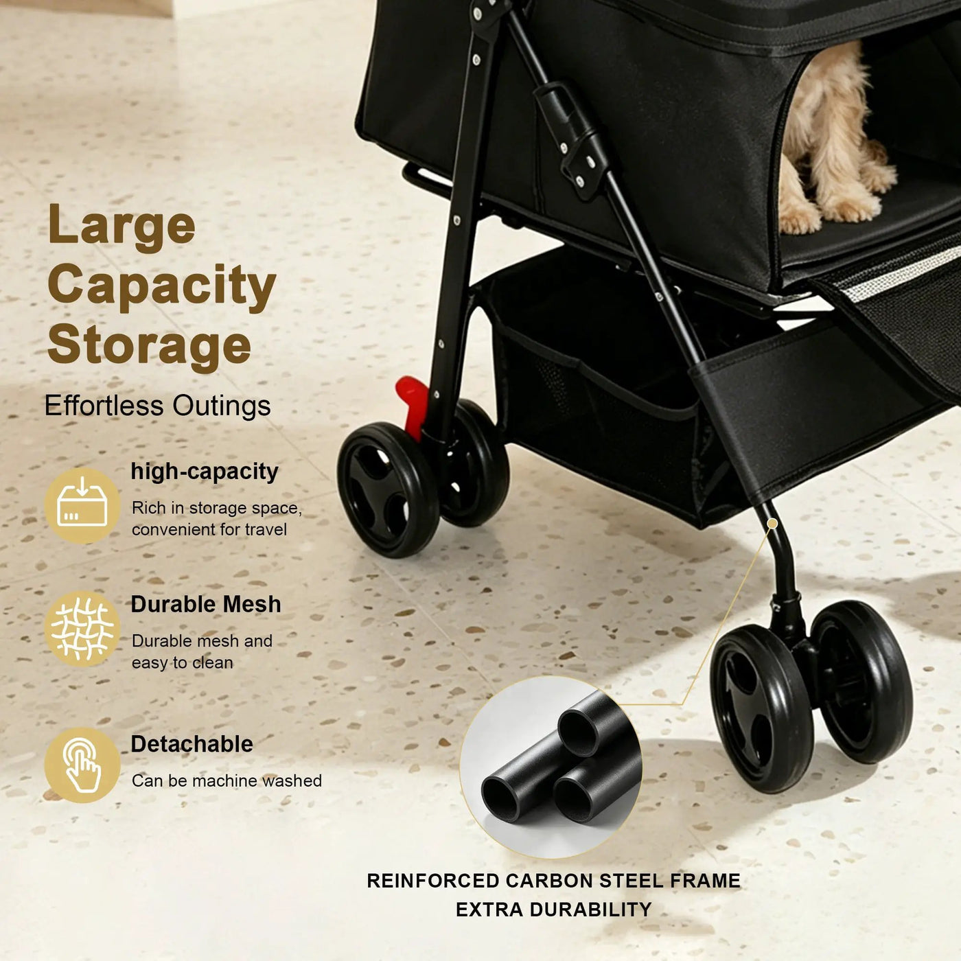 Foldable Pet Stroller for Small Dogs and Cats Under 28 lbs by HouseOfZazla