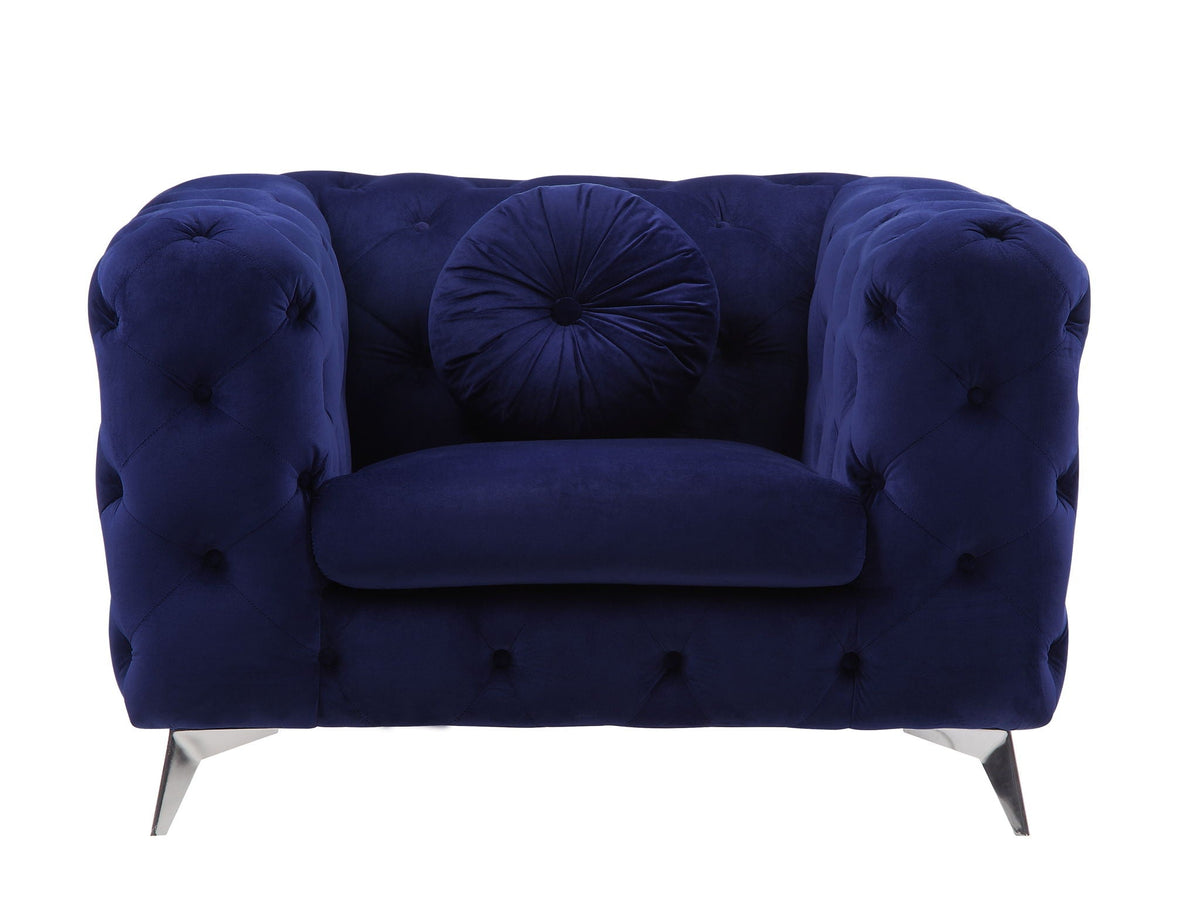 Fabric Atronia Arm Chair with Button-Tufted Backrest - Blue or Purple, photo 7 of 8