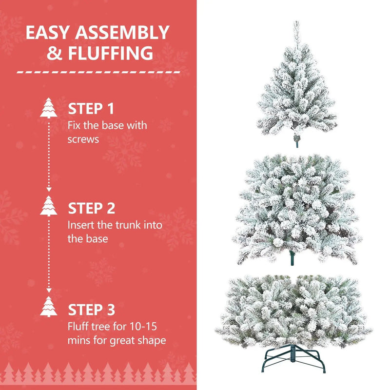 5FT Flocked Christmas Tree with Pine Cones by HouseOfZazla
