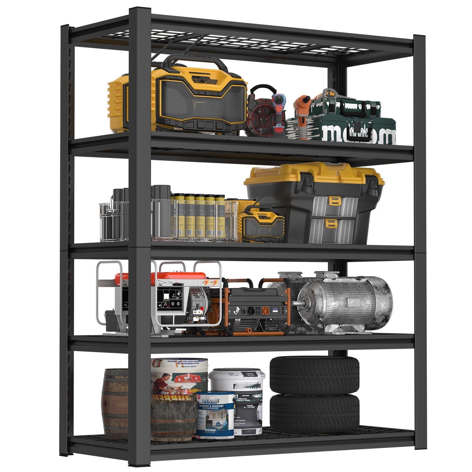 Garage Storage Rack, 5 Layer Adjustable Shelving Unit For Warehouse - Black by HouseOfZazla