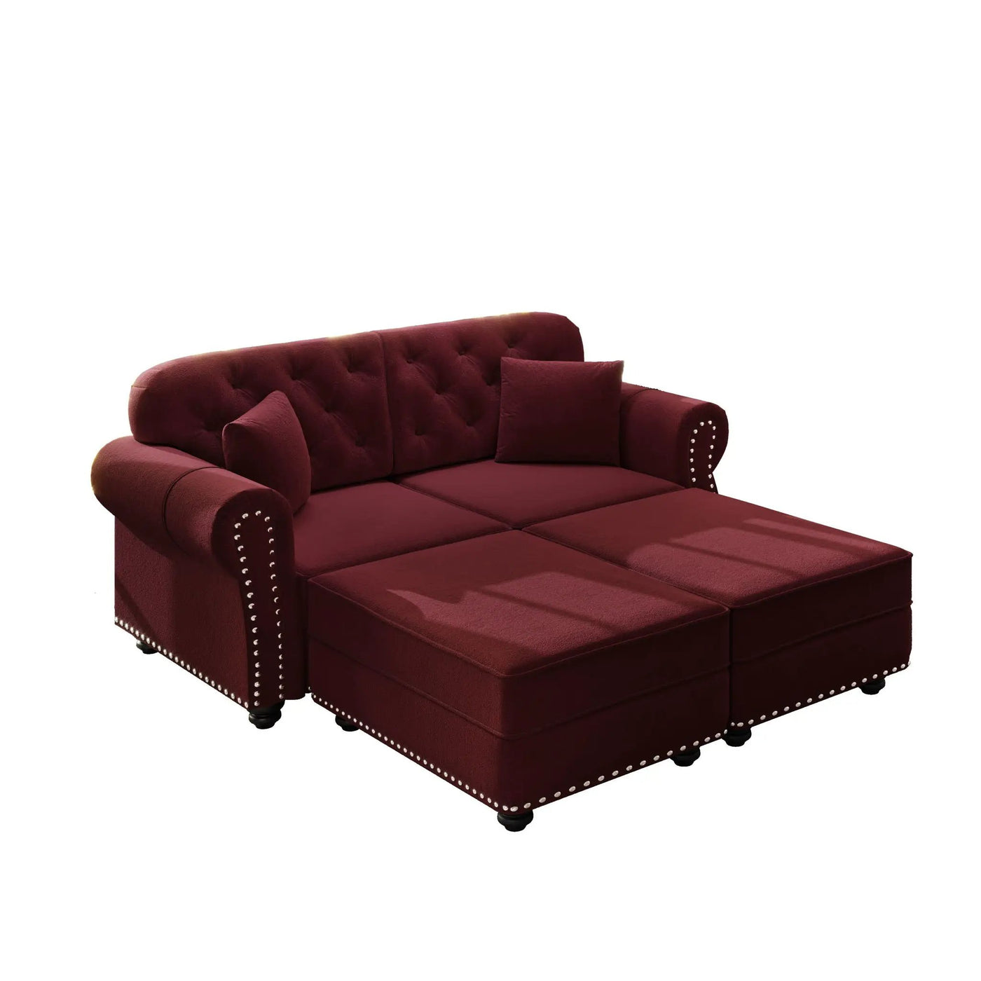 Upholstered Sofa Set With Nailhead Trim And Rolled Armrests, Includes Pillows by HouseOfZazla