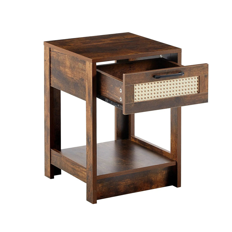 15.75" Rattan End Table With Drawer, Modern Nightstand, Side Table For Living Room, Bedroom by HouseOfZazla