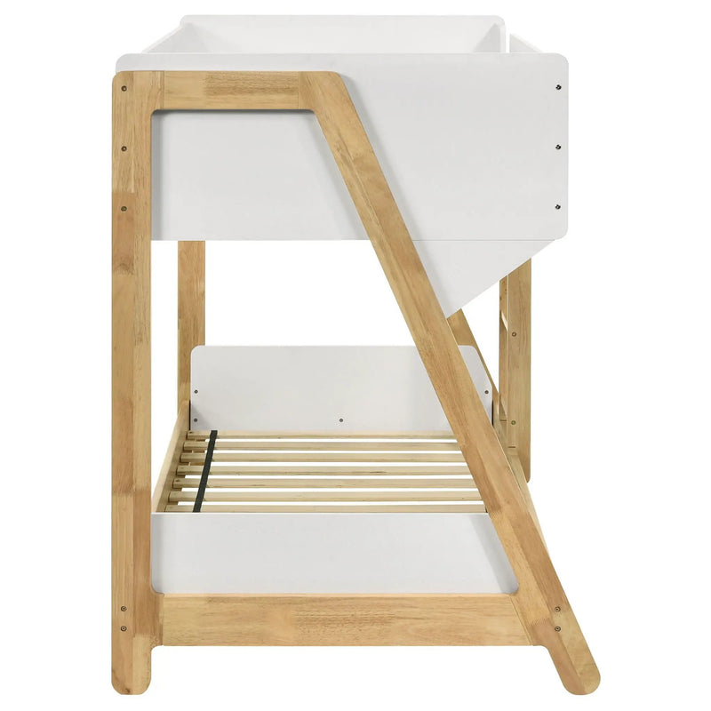 Wyatt Wood Twin Over Twin Bunk Bed White and Natural by Unique Piece Furniture