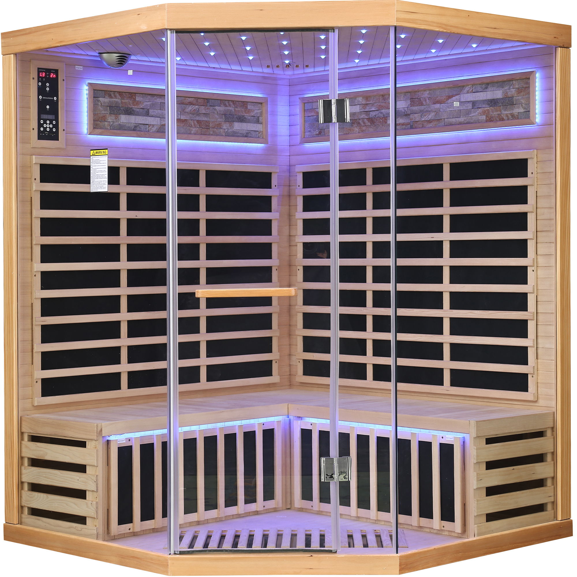 Pentagonal Sauna Room With Carbon Heating Plates - American White Oak by HouseOfZazla