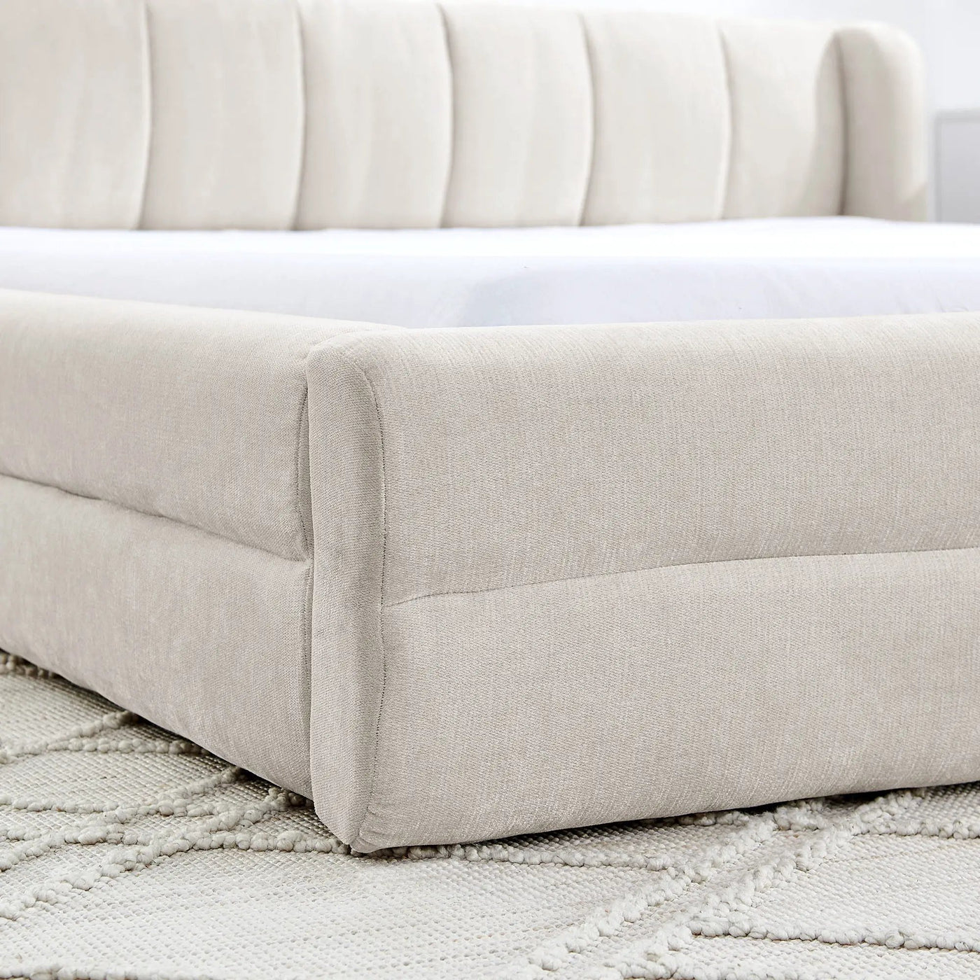 Modern Upholstered Bed Frame With Thick Fabric And Headboard by Unique Piece Furniture