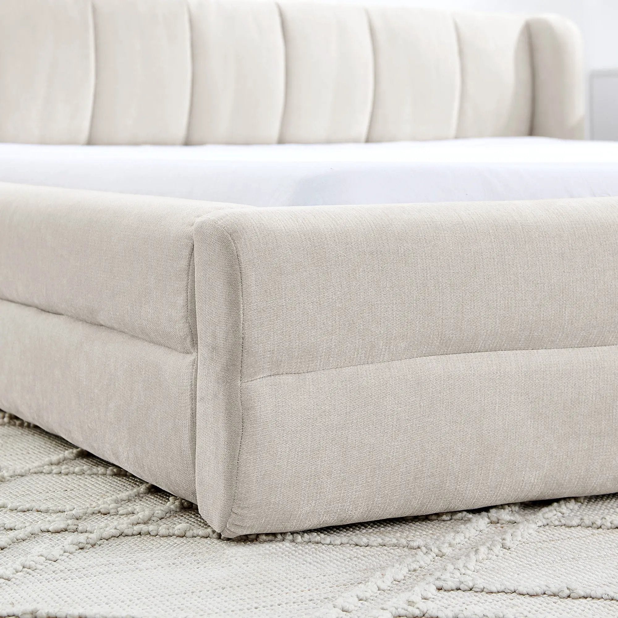 Modern Upholstered Bed Frame With Thick Fabric And Headboard by Unique Piece Furniture