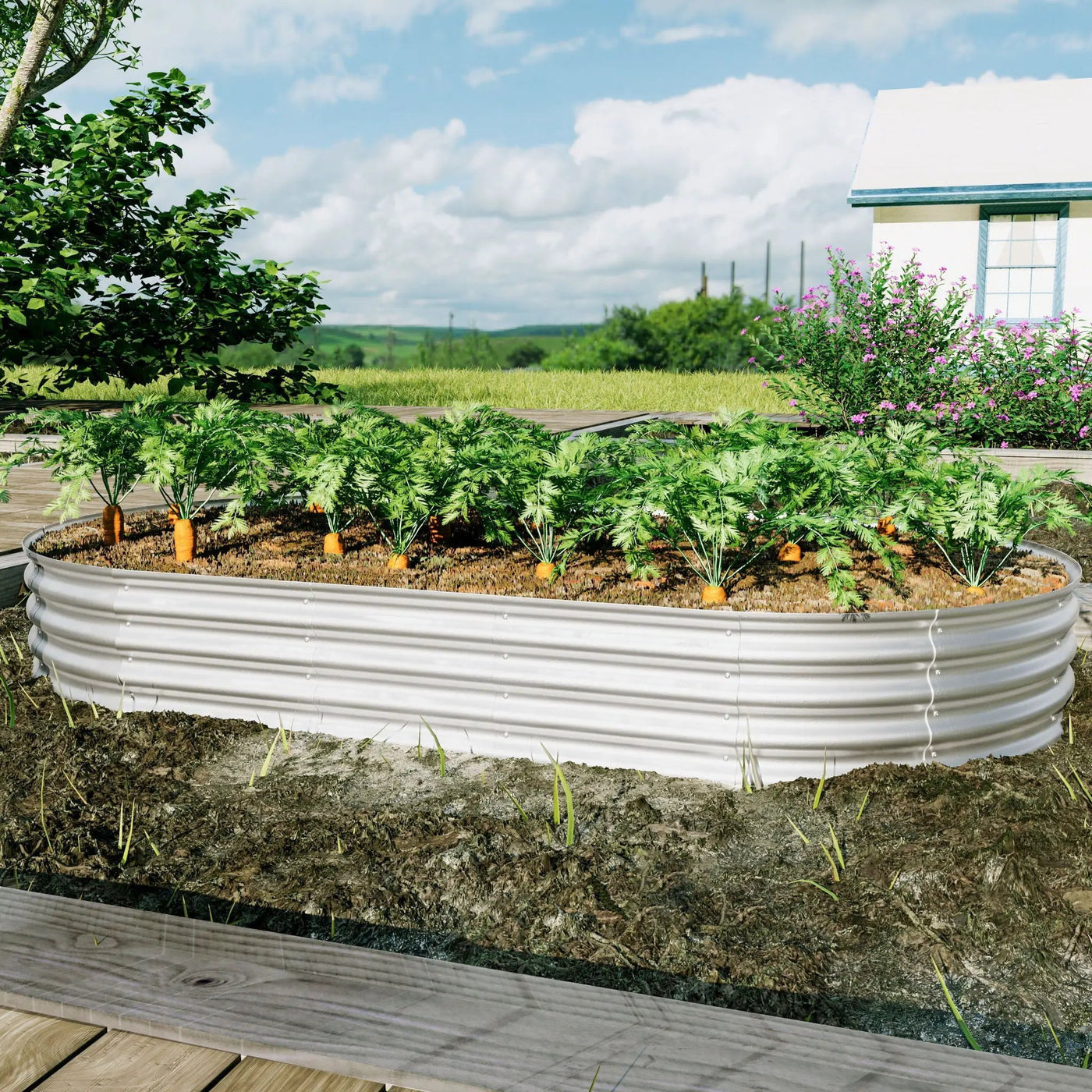 Heavy Duty Galvanized Raised Garden Bed Kit For Vegetables, Flowers & Herbs by HouseOfZazla