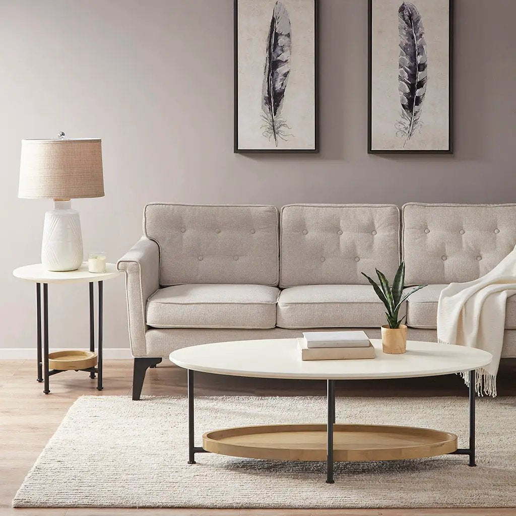 Monte Oval White/Natural Coffee Table by BLAKHOM