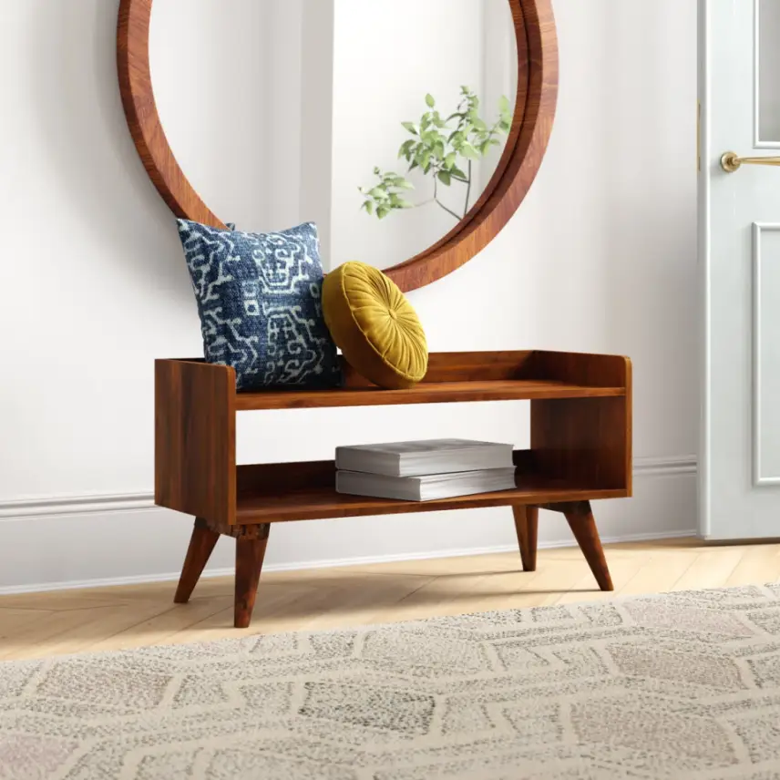 Solid Wood Nordic Storage Bench in Chestnut by HouseOfZazla