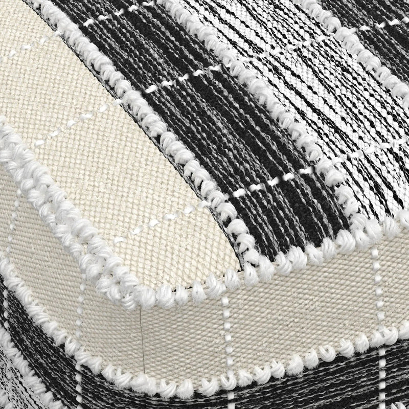 Barley - Square Pouf - White / Beige / Black by HouseOfZazla