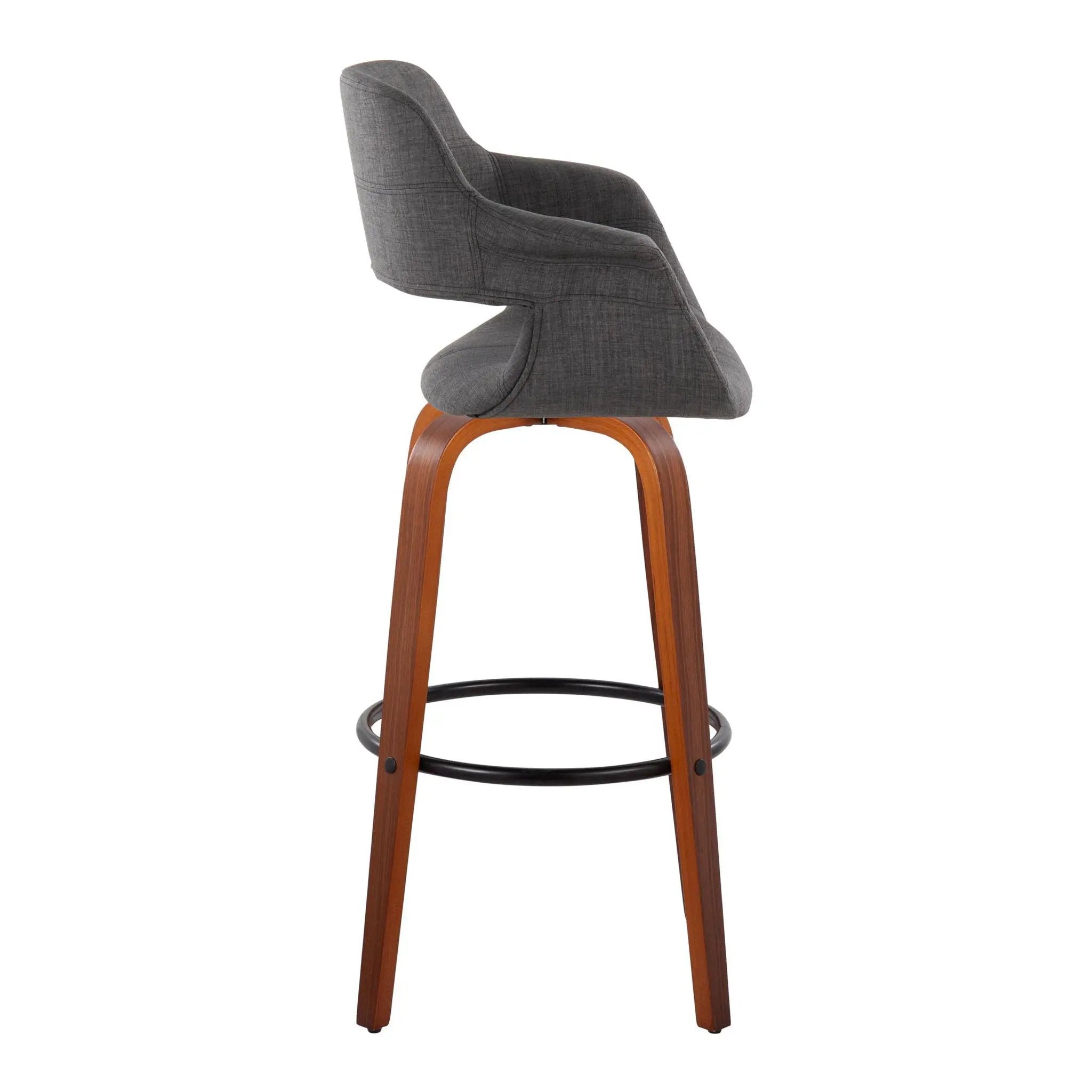 Vintage Flair - Mid Century Modern Fixed Height Barstool With Swivel With Round Footrest (Set of 2) by Unique Piece Furniture