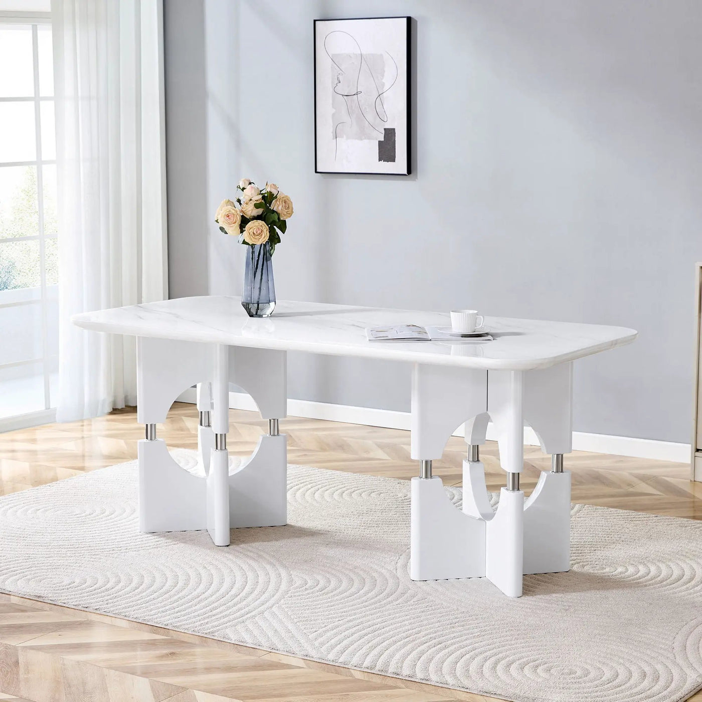 Modern Dining Table With Sleek Hollow-Out Frame And Accents by HouseOfZazla