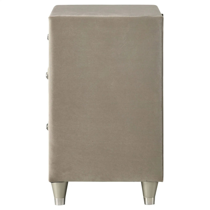 Antonella Upholstered 3-drawer Nightstand Ivory and Camel by Unique Piece Furniture