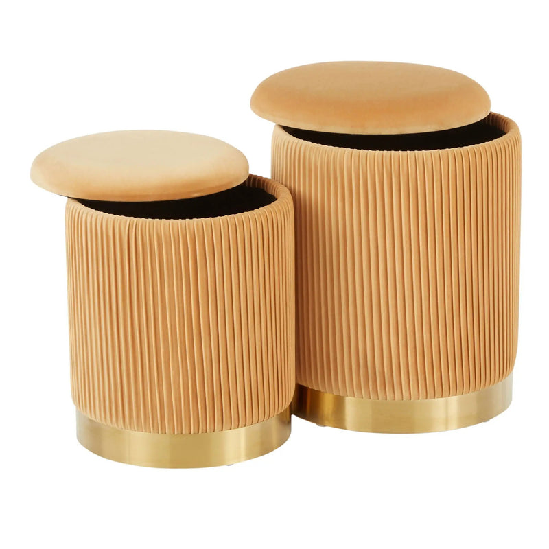 Marla - Contemporary Nesting Pleated Ottoman Set by Unique Piece Furniture