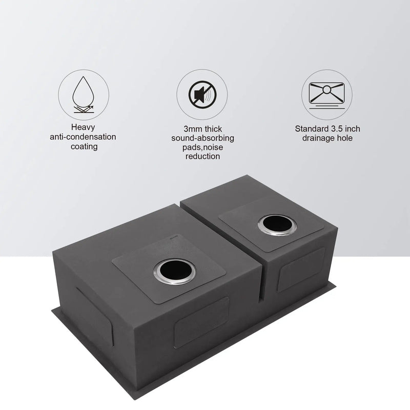 Modern Double Bowl Undermount Sink Design With 10" Deep Basins by HouseOfZazla