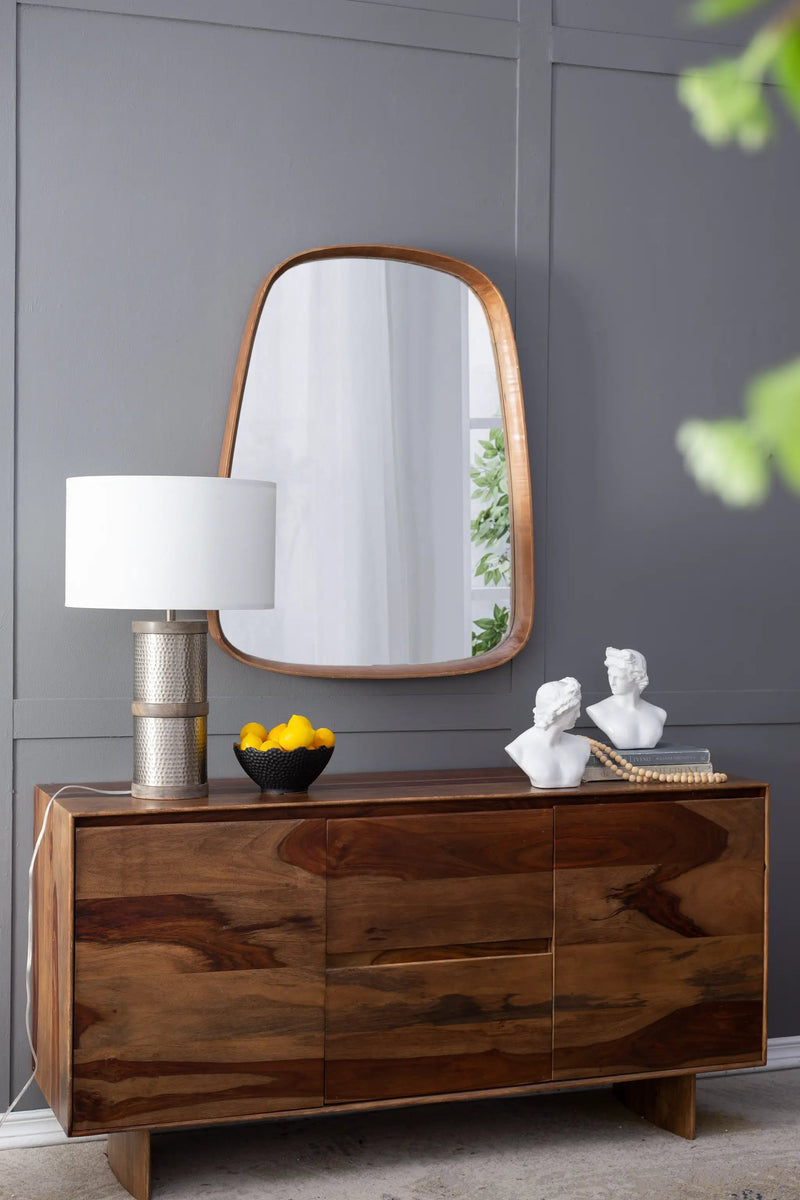 D16x24.4" Hammered Iron Table Lamp with Mango Wood by HouseOfZazla