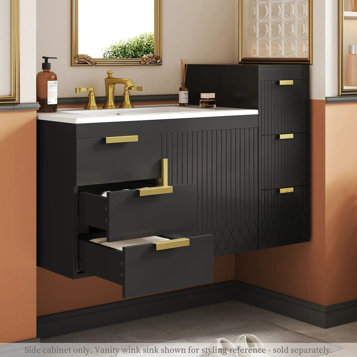 Modern Wall Mounted Floating Cabinet with Drawers for Bathroom by HouseOfZazla
