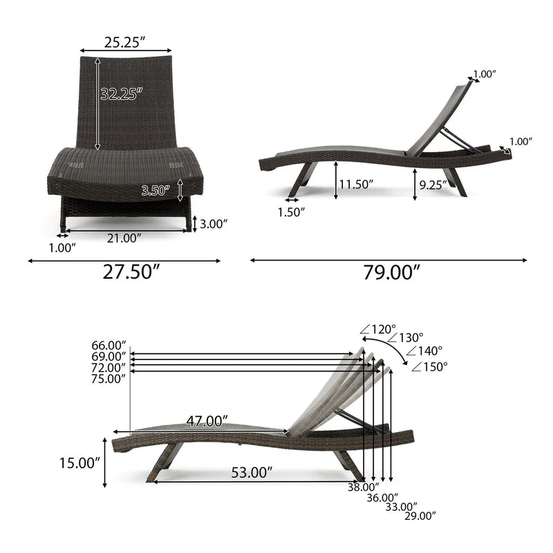 Mysticism Outdoor Chaise Lounge with Adjustable Backrest and Foldable Legs by HouseOfZazla