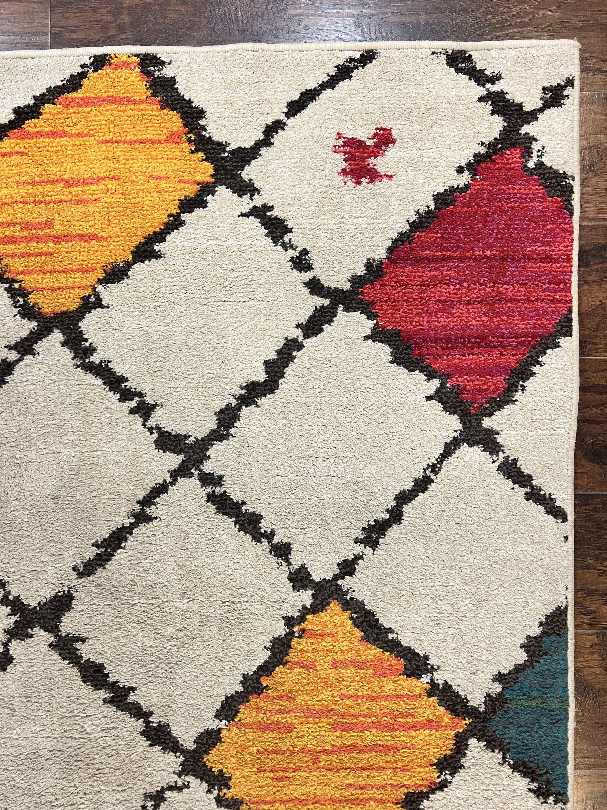 Panel Design Rug 5 x 7.6, Ivory/Beige & Multicolor by Jewel Rugs