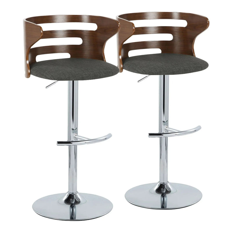 Cosi - Mid Century Modern Adjustable Barstool With Swivel & Rounded T Footrest (Set of 2) by Unique Piece Furniture