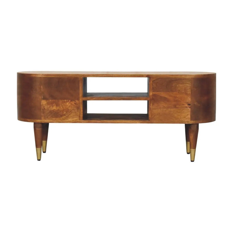 Solid Wood Valenza Curved Media Unit by HouseOfZazla