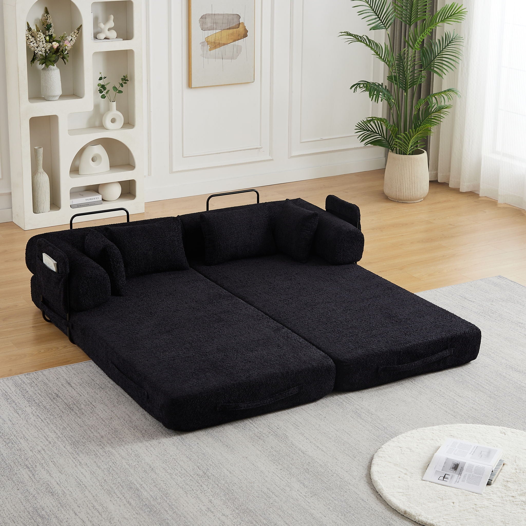 Convertible Sleeper Sofa Bed With Cylindrical Pillow by HouseOfZazla