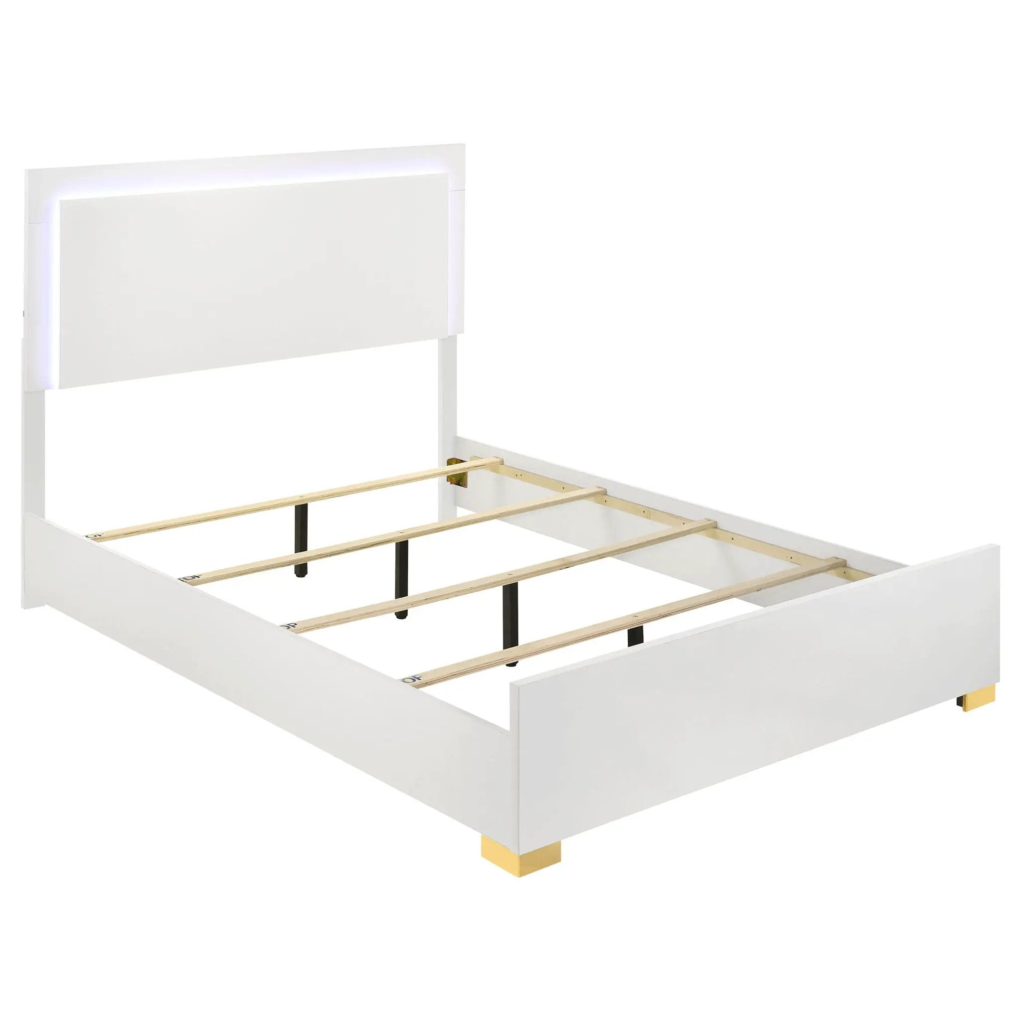 Marceline Wood Eastern King LED Panel Bed White by Unique Piece Furniture