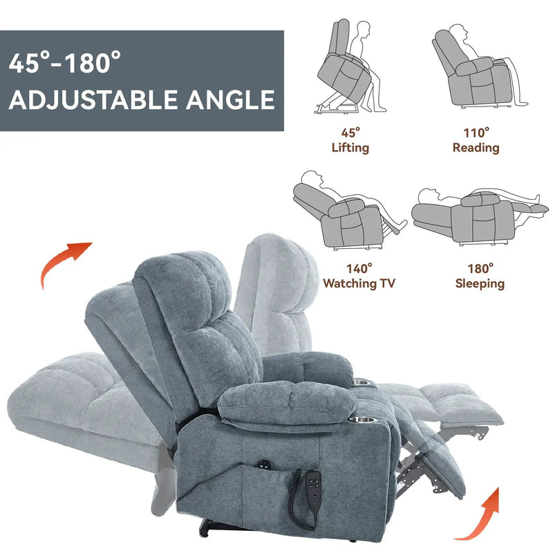 Grey Chenille Power Lift Recliner Chair by HouseOfZazla