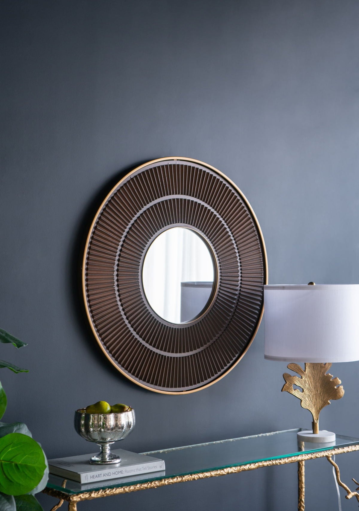 Round Wooden Wall Mirror with Iron Frame - Neutral Colorway, photo 19 of 21