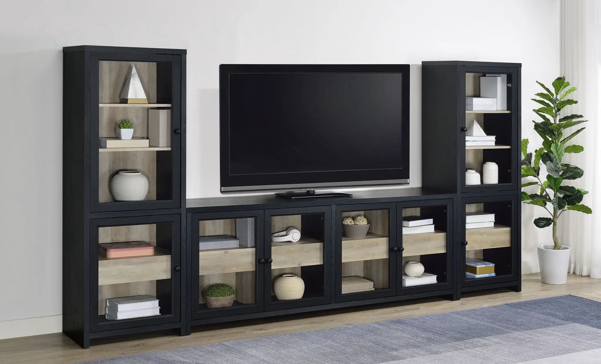 Denison 3-piece Entertainment Center 79-inch TV Stand Black by Unique Piece Furniture