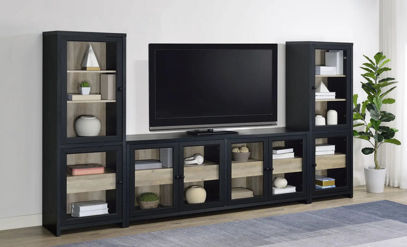 Denison 3-piece Entertainment Center 79-inch TV Stand Black by Unique Piece Furniture