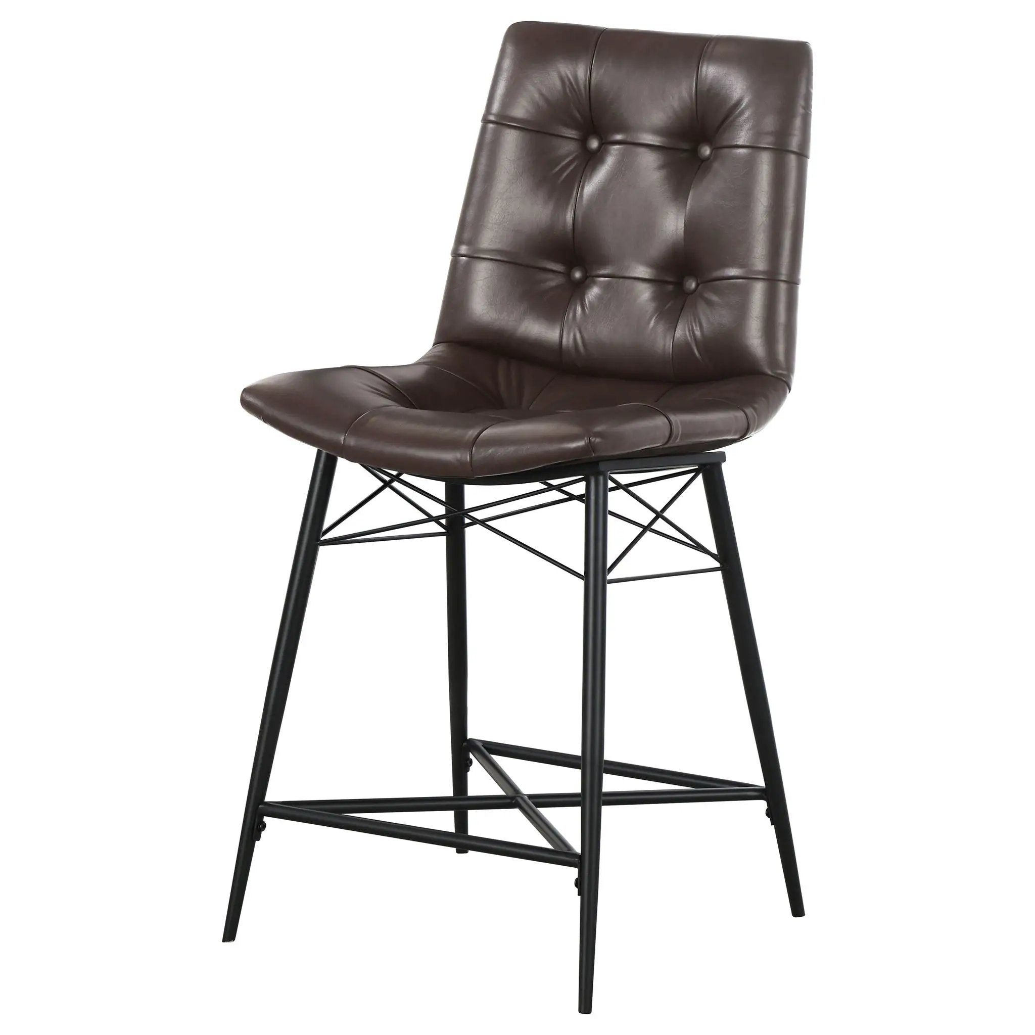 Aiken Upholstered Tufted Counter Chair Brown (Set of 2) by Unique Piece Furniture