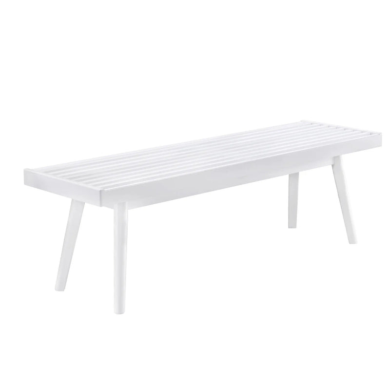 Larwich - Solid Wood Slatted Bench - White by HouseOfZazla