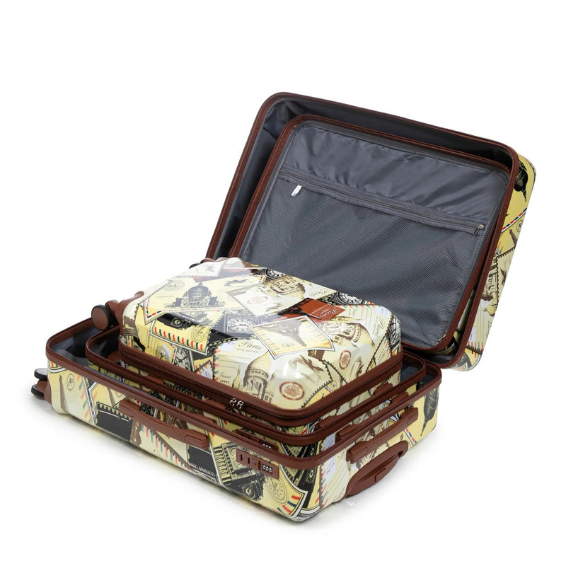 3-Piece PC Spinner Wheel Luggage Set with Printed Pattern by HouseOfZazla