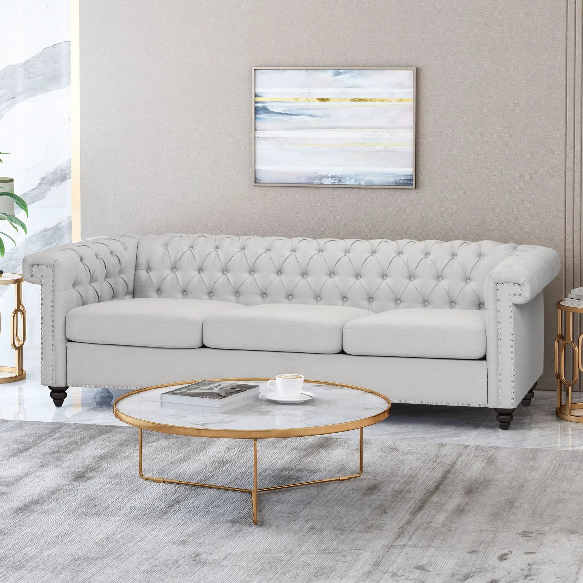 Chesterfield Style 3 Seater Sofa With Deep Button Tufting by HouseOfZazla