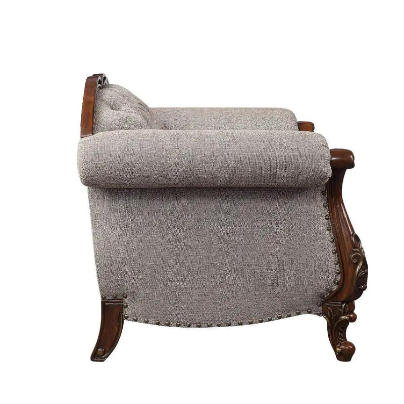Miyeon - Loveseat With 3 Pillows - Fabric & Cherry by Unique Piece Furniture