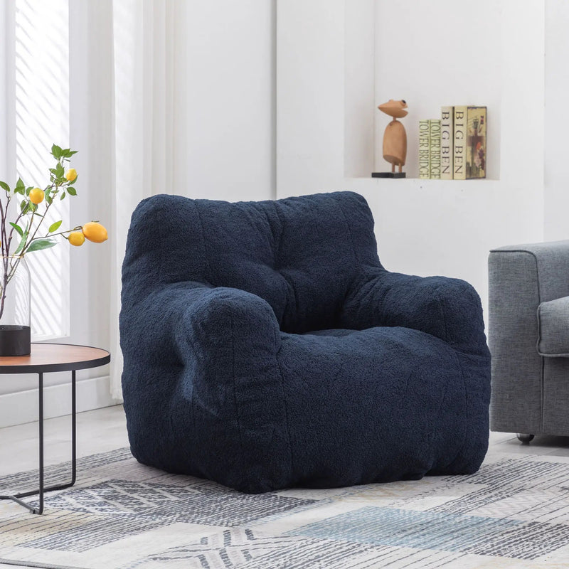 Soft Teddy Fabric Tufted Foam Bean Bag Chair With Teddy Fabric by Unique Piece Furniture