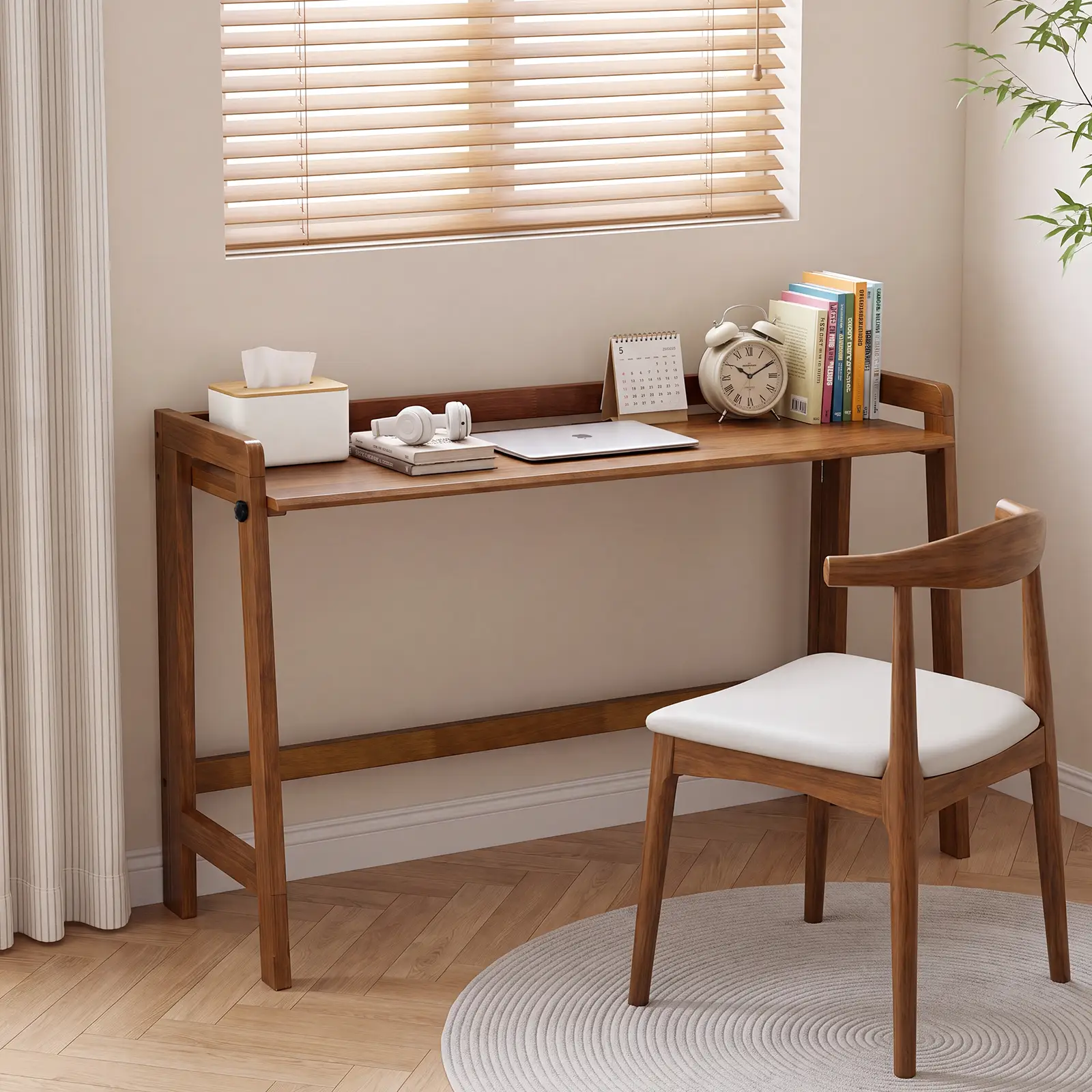 Solid Wood Folding Desk, 49" Mid Century Modern Computer Desk by HouseOfZazla