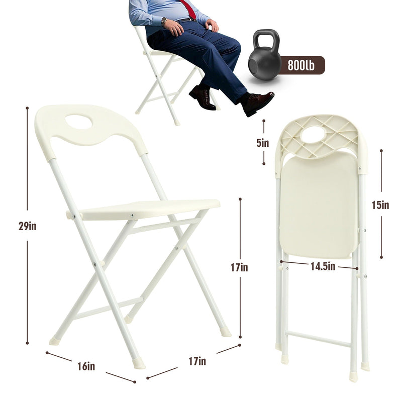 White Folding Chair Set with Waterproof Finish and Stackable Design - Set of 4, photo 24 of 27