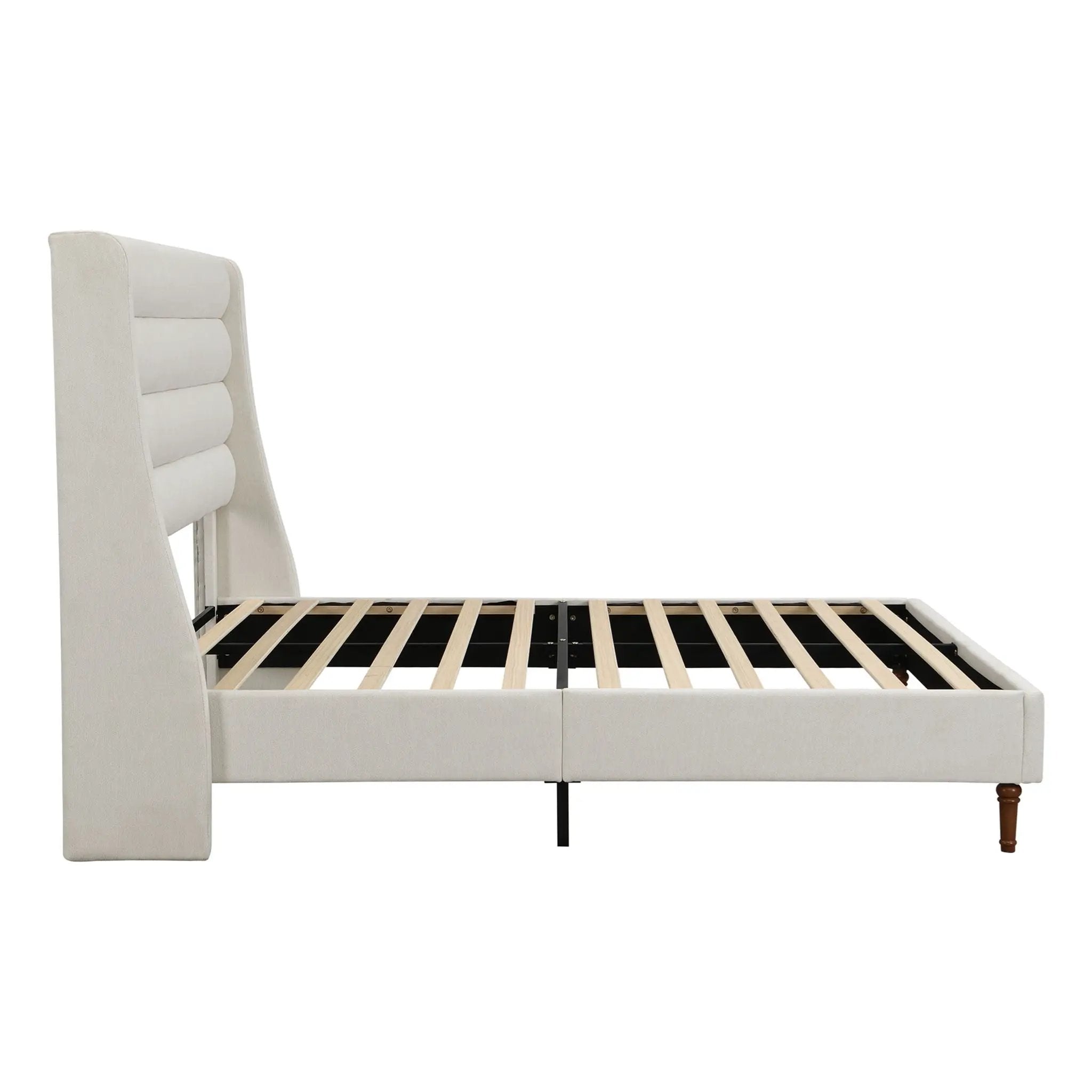 Modern Upholstered Platform Bed With Wave Shaped Headboard by HouseOfZazla