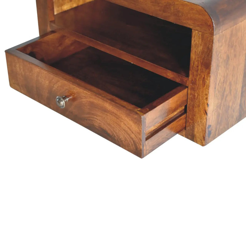 Chunky Chestnut Floating Bedside, 1-Drawer, 1 Open Slot by HouseOfZazla
