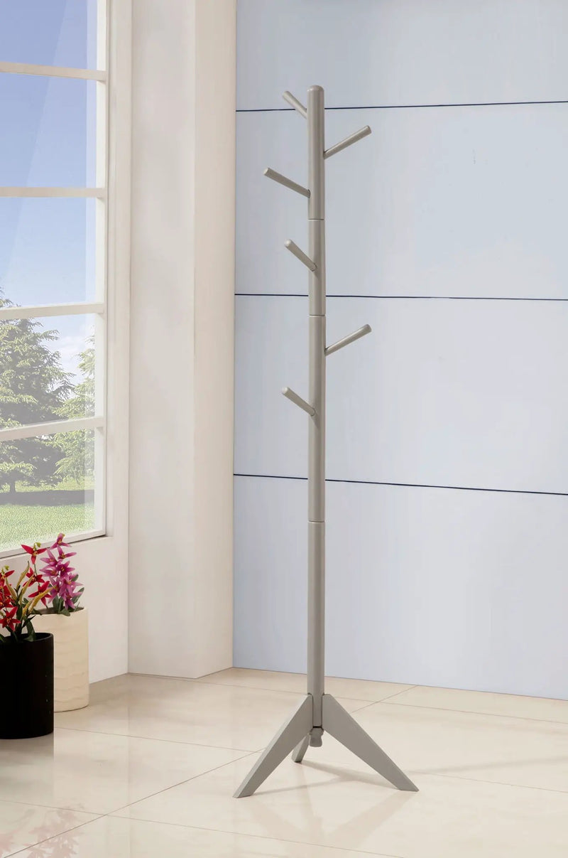 Devlin 6 Hook Freestanding Wood Coat Rack Hat Hanger Grey by Unique Piece Furniture